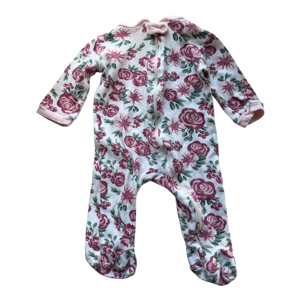 Kyle & Deena Baby Girls Floral Fleece Footed Sleeper Pajamas Pink Rose 0-3M